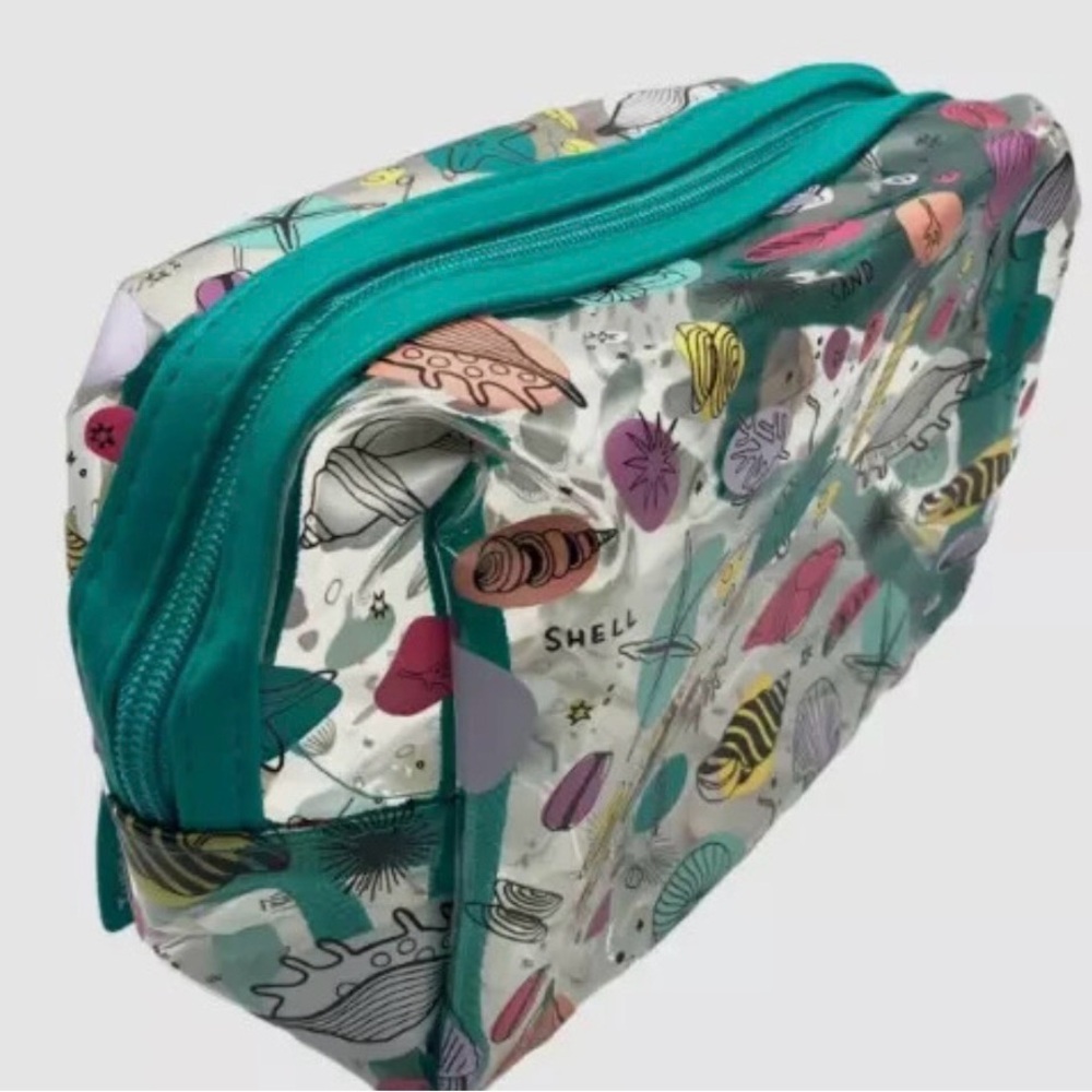 Tupperware Colorful Seashell Print Women's‎ Clear Pouch-8.5"x5"